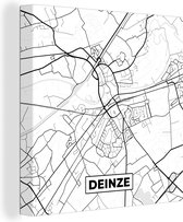 Peinture Sur Toile België – Deinze – Plan De La Ville – Carte – Zwart Wit – Carte - 90x90 cm - Décoration murale