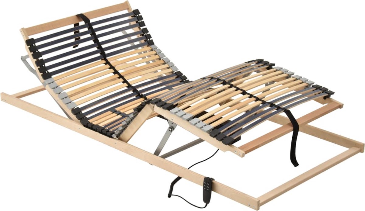vidaXL Lattenbodem - met - 42 - latten - 7 - zones - elektrisch - 70x200 - cm antraciet, lichtgrijs en zwart