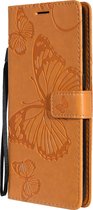 Mobigear Telefoonhoesje geschikt voor OPPO A53s Hoesje | Mobigear Butterfly Bookcase Portemonnee | Pasjeshouder voor 2 Pasjes | Telefoonhoesje voor Pinpas / OV Kaart / Rijbewijs - Cognac