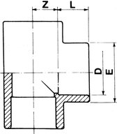 PVC T-stuk 90° 2 x Ø125 x Ø110 PN16*