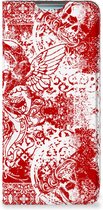 Book Style Case Geschikt voor Samsung Galaxy A53 Smart Cover Angel Skull Red