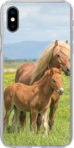 Geschikt voor iPhone Xs Max hoesje - Paarden - Veulen - Berg - Siliconen Telefoonhoesje