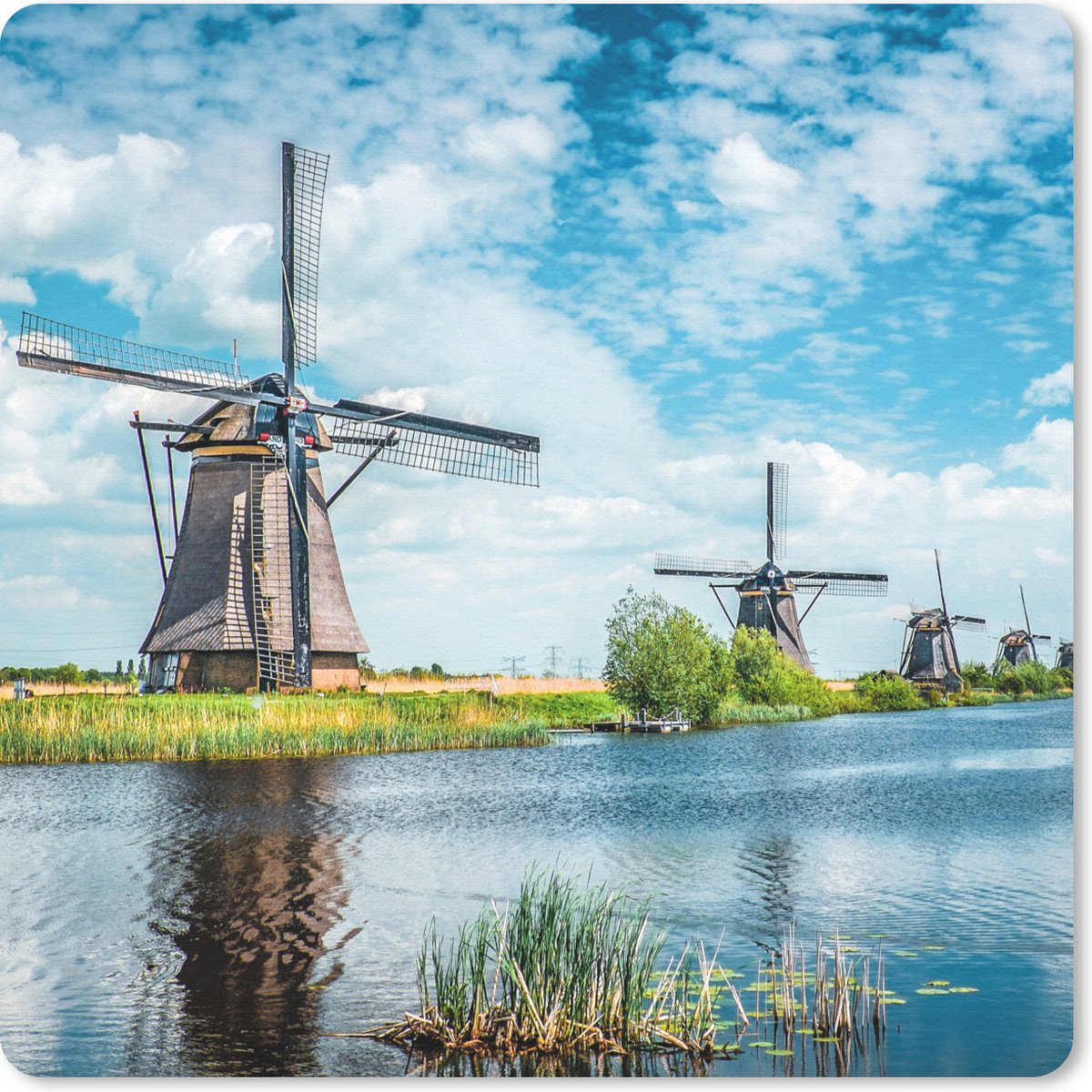 Muismat 20x20 cm - Mousepad Molen - Lucht - Nederland - Muismatten