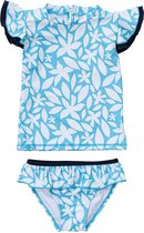 Snapper Rock - UV Ruffle zwemset voor meisjes - Korte mouw - Aqua Bloom - maat 68-80cm