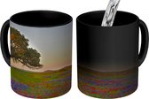 Magische Mok - Foto op Warmte Mok - Boom - Bloemen - Zonsondergang - 350 ML - Uitdeelcadeautjes