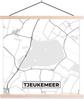 Posterhanger incl. Poster 40x40 cm - Schoolplaat - Kaart - Plattegrond - Stadskaart - Tjeukemeer - Textielposter - Blanke latten - Plattegrond
