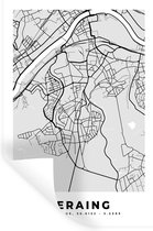 Muurstickers - Sticker Folie - België – Seraing – Stadskaart – Kaart – Zwart Wit – Plattegrond - 80x120 cm - Plakfolie - Muurstickers Kinderkamer - Zelfklevend Behang - Zelfklevend behangpapier - Stickerfolie