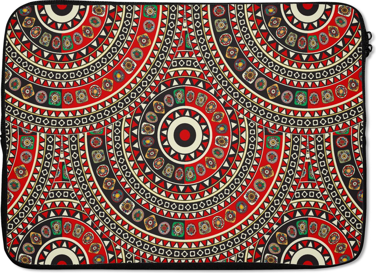 Laptophoes 14 inch - Patronen - Mandala - Australië - Laptop sleeve - Binnenmaat 33x23 cm - Zwarte achterkant