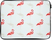 Laptophoes 15.6 inch - Flamingo - Dieren - Patronen - Laptop sleeve - Binnenmaat 39,5x29,5 cm - Zwarte achterkant