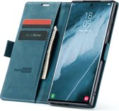 Hoesje geschikt voor Samsung Galaxy S22 Ultra - Book Case Leer Slimline Blauw