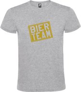 Grijs  T shirt met  print van "Bier team " print Goud size XL