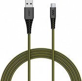 laadkabel USB-C 1,5 m nylon zwart/geel