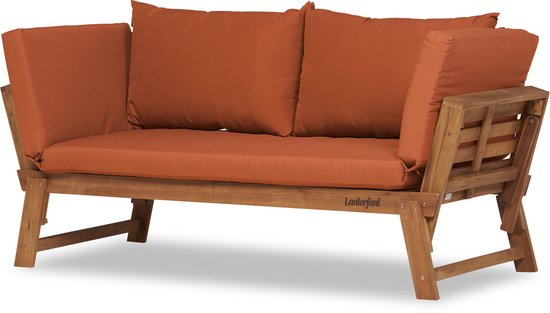 Lanterfant® Loungebank Liv - Hardhout - Uitklapbaar - Terracotta | bol.com