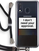 Case Company® - Samsung Galaxy A40 hoesje met Koord - Don't need approval - Telefoonhoesje met Zwart Koord - Bescherming aan alle Kanten en Over de Schermrand