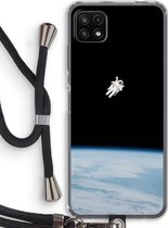 Case Company® - Samsung Galaxy A22 5G hoesje met Koord - Alone in Space - Telefoonhoesje met Zwart Koord - Bescherming aan alle Kanten en Over de Schermrand