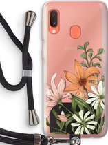 Case Company® - Samsung Galaxy A20e hoesje met Koord - Floral bouquet - Telefoonhoesje met Zwart Koord - Bescherming aan alle Kanten en Over de Schermrand