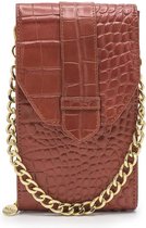 MŌSZ Croco Dames Telefoontasje / Crossbody / Phonebag - Leer - Cognac