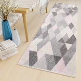 Tapiso Lazur Tapijt Loper Grijs Woonkamer Hal Modern Vloerkleed Maat- 80x150