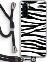 Case Company® - OnePlus Nord hoesje met Koord - Zebra pattern - Telefoonhoesje met Zwart Koord - Bescherming aan alle Kanten en Over de Schermrand