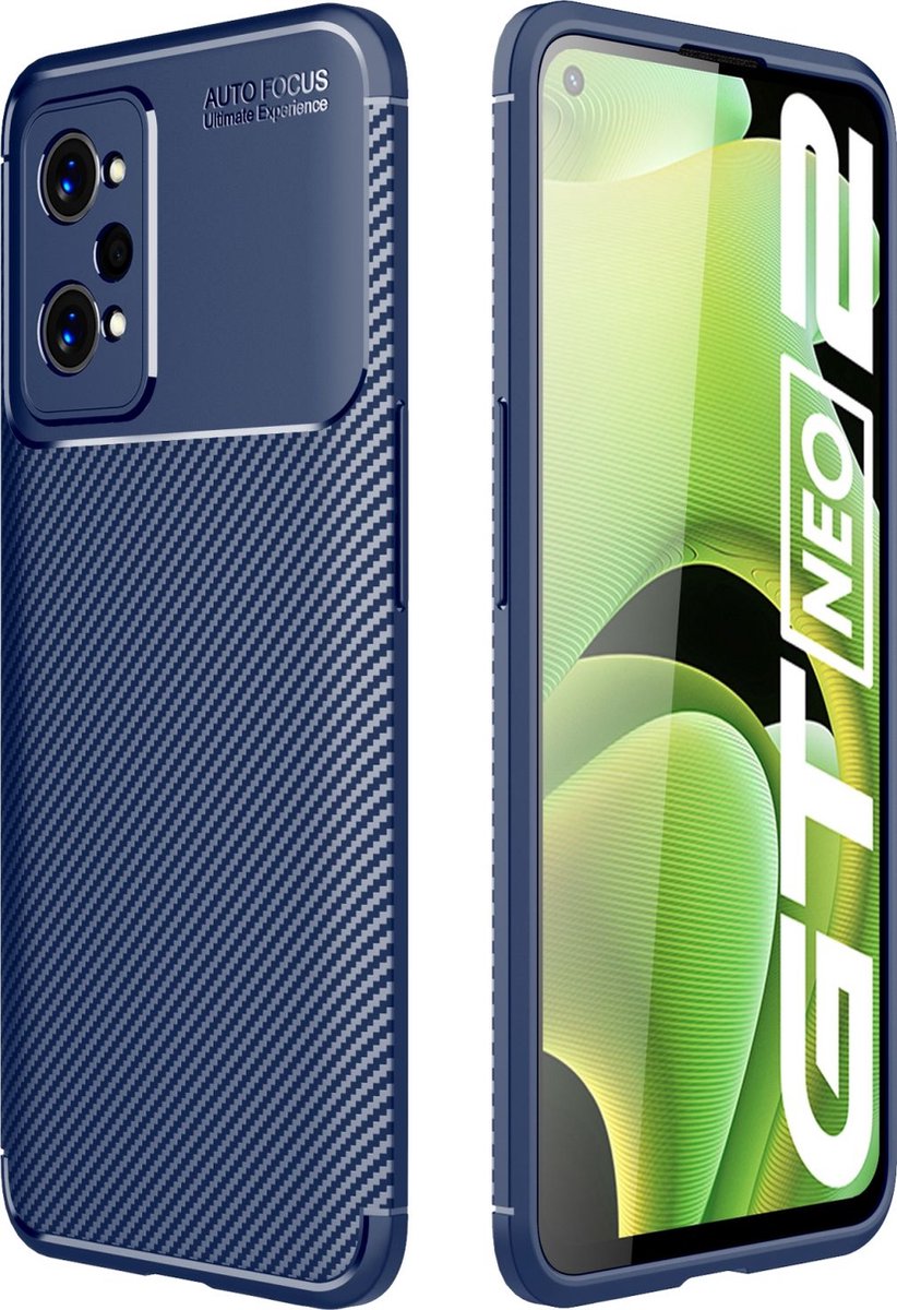Mobigear Hoesje geschikt voor Realme GT Neo2 Telefoonhoesje Flexibel TPU | Mobigear Racing Backcover | GT Neo2 Case | Back Cover - Blauw