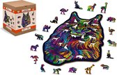 Rainbow wild cat (300 stukjes) - houten puzzel