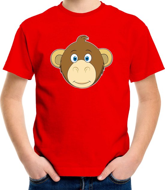 Cartoon aap t-shirt rood voor jongens en meisjes - Kinderkleding / dieren t-shirts kinderen 110/116
