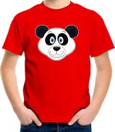 Cartoon panda t-shirt rood voor jongens en meisjes - Kinderkleding / dieren t-shirts kinderen 110/116
