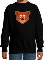 Cartoon beer trui zwart voor jongens en meisjes - Kinderkleding / dieren sweaters kinderen 170/176