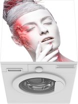 Wasmachine beschermer mat - Vrouw - Wit - Rood - Breedte 60 cm x hoogte 60 cm