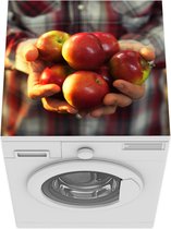 Wasmachine beschermer mat - Appel - Man - Fruit - Breedte 60 cm x hoogte 60 cm