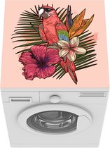 Wasmachine beschermer mat - Papegaai - Bloemen - Bladeren - Tropisch - Breedte 60 cm x hoogte 60 cm