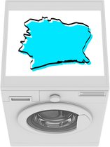 Wasmachine beschermer mat - Blauwe illustratie van Ivoorkust met zwarte omlijning - Breedte 55 cm x hoogte 45 cm