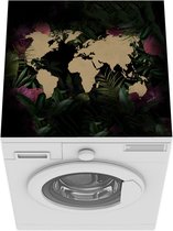 Wasmachine beschermer - Wasmachine mat - Wereldkaart - Bruin - Bloemen - 60x60 cm - Droger beschermer