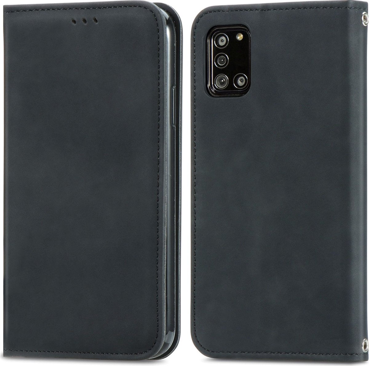 Mobigear Telefoonhoesje geschikt voor Samsung Galaxy A32 5G Hoesje | Mobigear Retro Slim Bookcase | Pasjeshouder voor 2 Pasjes | Telefoonhoesje voor Pinpas / OV Kaart / Rijbewijs - Zwart