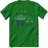 T32 Heavy tank leger T-Shirt | Unisex Army Tank Kleding | Dames / Heren Tanks ww2 shirt | Blueprint | Grappig bouwpakket Cadeau - Donker Groen - XL