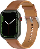 YONO Leer Bandje Cali geschikt voor Apple Watch 42 / 44 / 45 / 49 mm - Luxe Lederen Vervangende iWatch Series 8/7/SE/6/5/4/3 Armband Strap - Lichtbruin