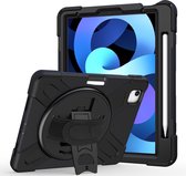 Case2go - Tablet Hoes geschikt voor iPad Air 10.9 (2022) - Hand Strap Armor Case - met handvat en standaard - Zwart