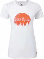 T-shirt Ease Of Mind dames katoen wit/oranje maat 44