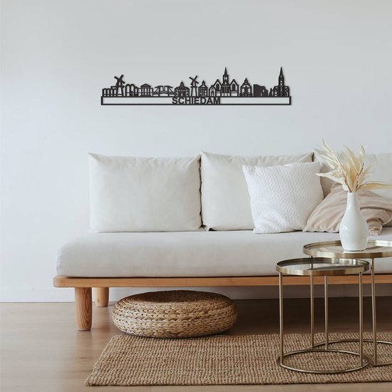 Skyline Schiedam Zwart Mdf 130 Cm Wanddecoratie Voor Aan De Muur Met Tekst City Shapes
