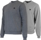 2 Pack Donnay - Fleece sweater ronde hals - Dean - Heren - Maat XL - Charcoal & Silver-marl (260)