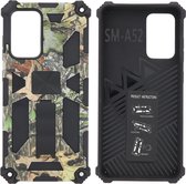 Samsung Galaxy S20 FE Hoesje - Rugged Extreme Backcover Blaadjes Camouflage met Kickstand - Groen