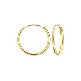 Zilveren oorbellen | Oorringen  | Gold plated oorringen, plain, 16 mm