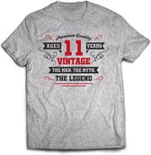 11 Jaar Legend - Feest kado T-Shirt Heren / Dames - Antraciet Grijs / Rood - Perfect Verjaardag Cadeau Shirt - grappige Spreuken, Zinnen en Teksten. Maat M