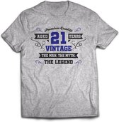 21 Jaar Legend - Feest kado T-Shirt Heren / Dames - Antraciet Grijs / Donker Blauw - Perfect Verjaardag Cadeau Shirt - grappige Spreuken, Zinnen en Teksten. Maat L