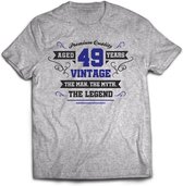 49 Jaar Legend - Feest kado T-Shirt Heren / Dames - Antraciet Grijs / Donker Blauw - Perfect Verjaardag Cadeau Shirt - grappige Spreuken, Zinnen en Teksten. Maat 3XL