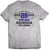 28 Jaar Legend - Feest kado T-Shirt Heren / Dames - Antraciet Grijs / Donker Blauw - Perfect Verjaardag Cadeau Shirt - grappige Spreuken, Zinnen en Teksten. Maat L