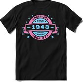 1943 Premium Quality | Feest Kado T-Shirt Heren - Dames | Licht Roze - Licht Blauw | Perfect Verjaardag Cadeau Shirt | Grappige Spreuken - Zinnen - Teksten | Maat S