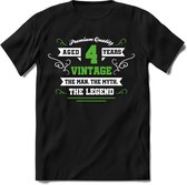 4 Jaar Legend - Feest cadeau kinder T-Shirt Jongens - Wit / Groen - Perfect Verjaardag Cadeau Shirt - grappige Spreuken, Zinnen en Teksten. Maat 164