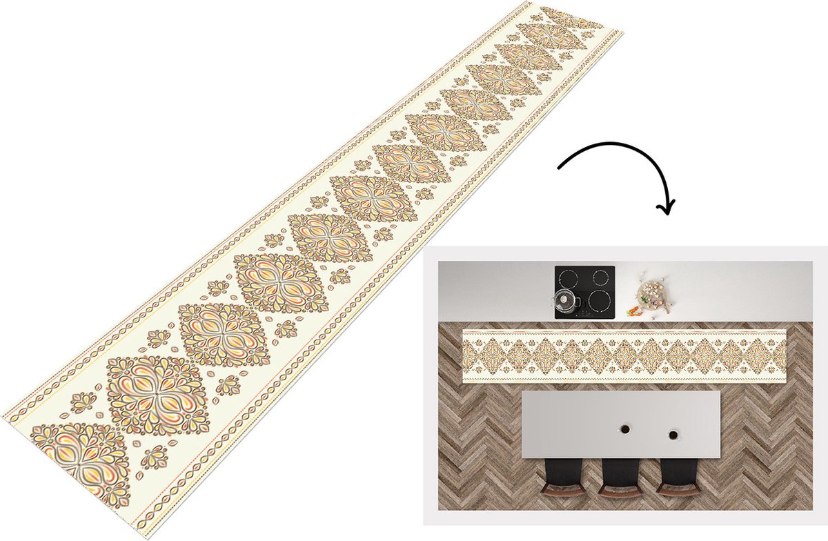 KitchenYeah Keukenloper - Loper keuken - Boho - Goud - Design - Luxe - Keukenloper vinyl, foto 5
