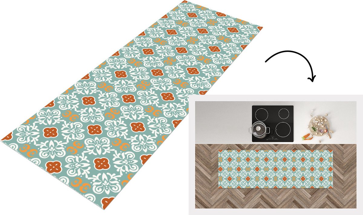 KitchenYeah Keukenloper - Loper keuken - Patronen - Bloemen - Abstract - 150x50 cm - Keukenloper vinyl Multicolor